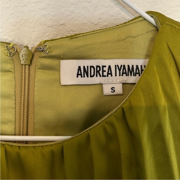 Andrea Iyamah Raffle Pleated Midi Dress Green - Picture 6 of 9